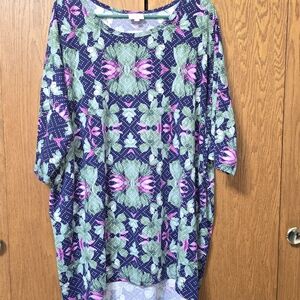 LuLaRoe Floral Tunic in Blue and Pink